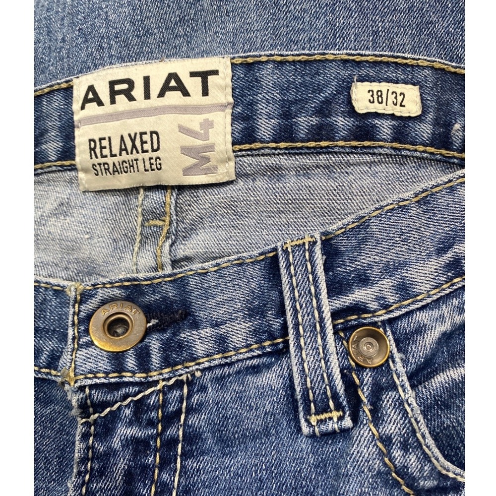 Ariat M4 Relaxed Straight Leg Jeans Mens 38x32 Denim Blue Workwear Western - Picture 3 of 12